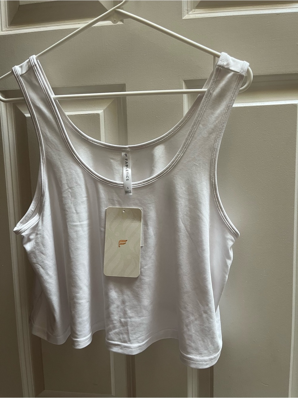 Fabletics White Relaxed Crop Tank